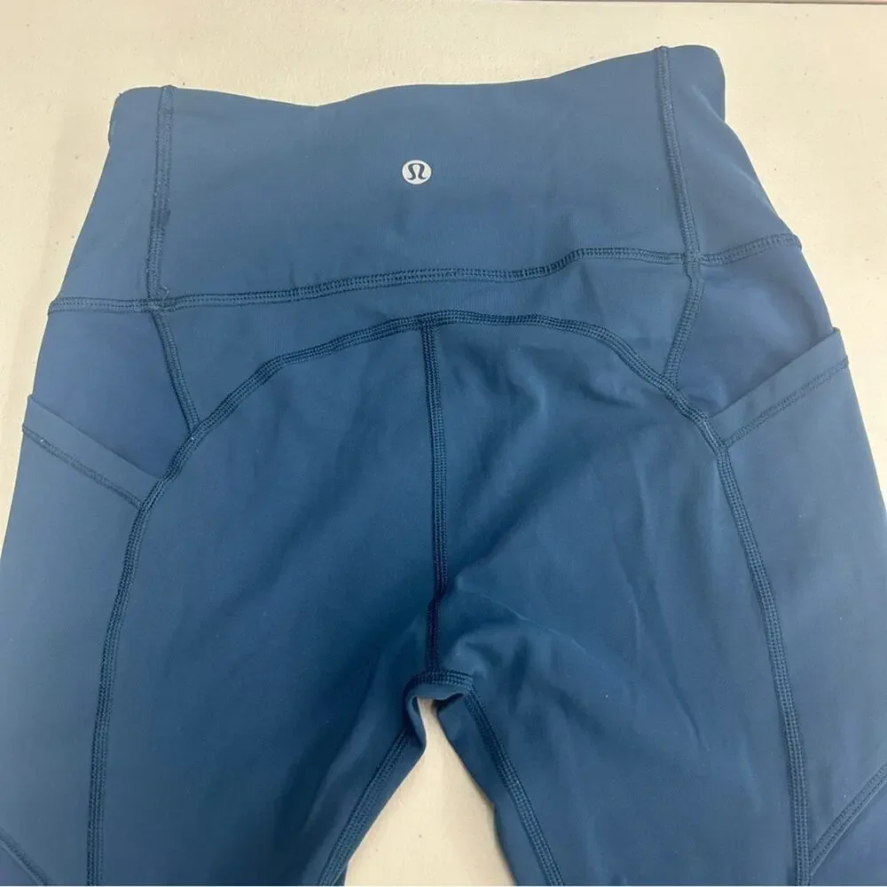 Lululemon Blue leggings with pockets size 4